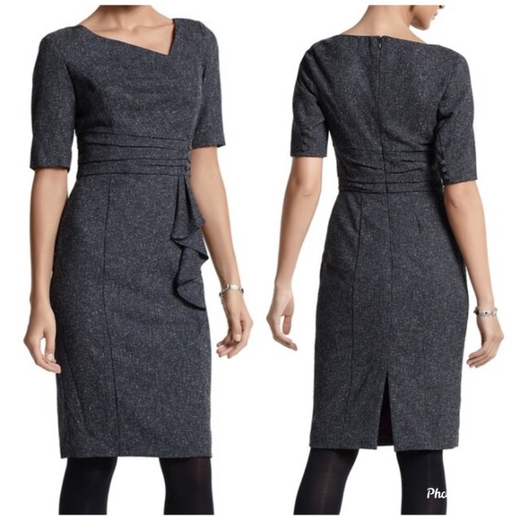 White House Black Market Dresses & Skirts - WHBM Asymmetric Tweed Sheath Dress